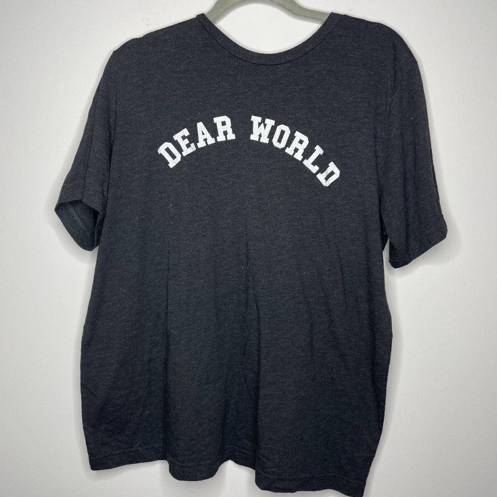 Bella Canva Black Heather "Dear World" Graphic Tee